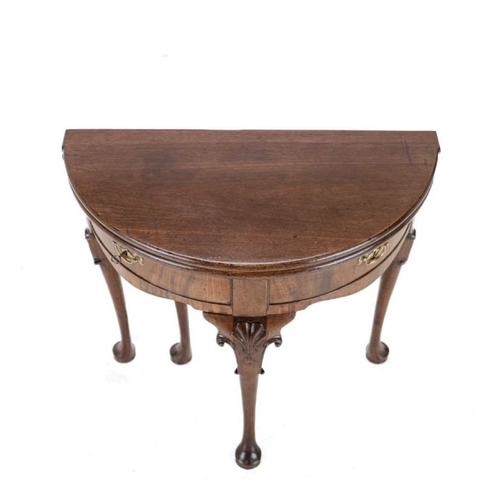 George II Cuban Mahogany Demi-Lune Fold-Over Tea Table with Twin Swing-Out Drawers, c.1750 View XI