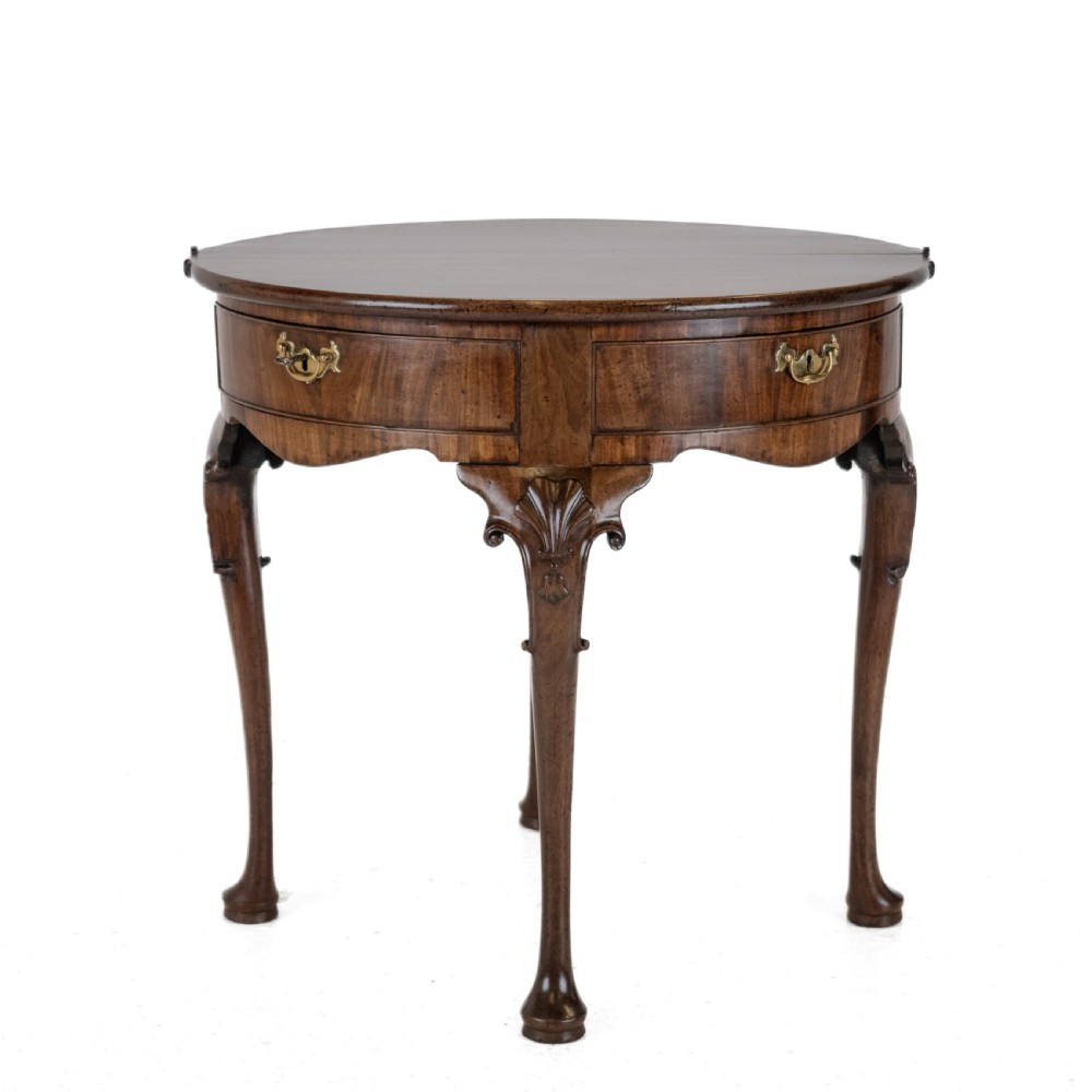 George II Cuban Mahogany Demi-Lune Fold-Over Tea Table with Twin Swing-Out Drawers, c.1750 View XV
