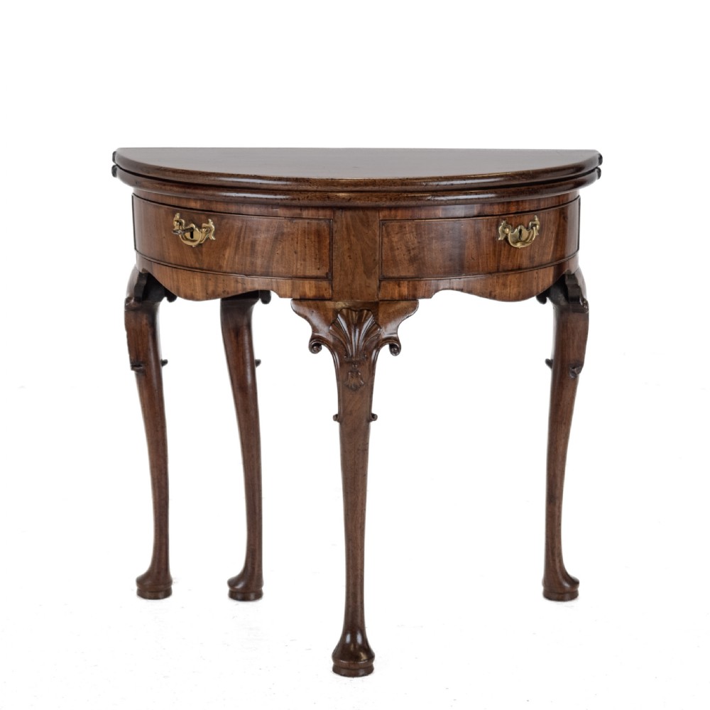 George II Cuban Mahogany Demi-Lune Fold-Over Tea Table with Twin Swing-Out Drawers, c.1750 View XVI