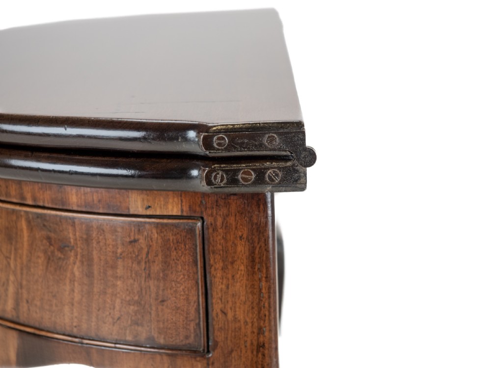 George II Cuban Mahogany Demi-Lune Fold-Over Tea Table with Twin Swing-Out Drawers, c.1750 View XXII