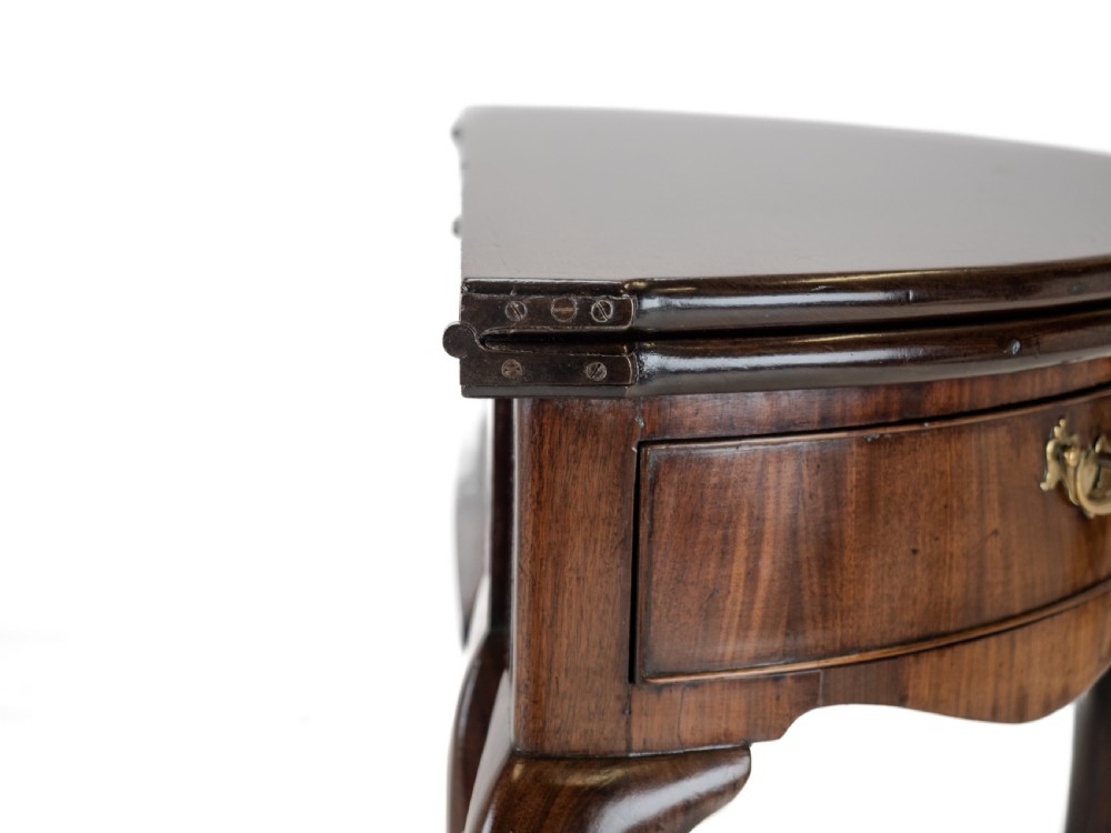 George II Cuban Mahogany Demi-Lune Fold-Over Tea Table with Twin Swing-Out Drawers, c.1750 View XXIII