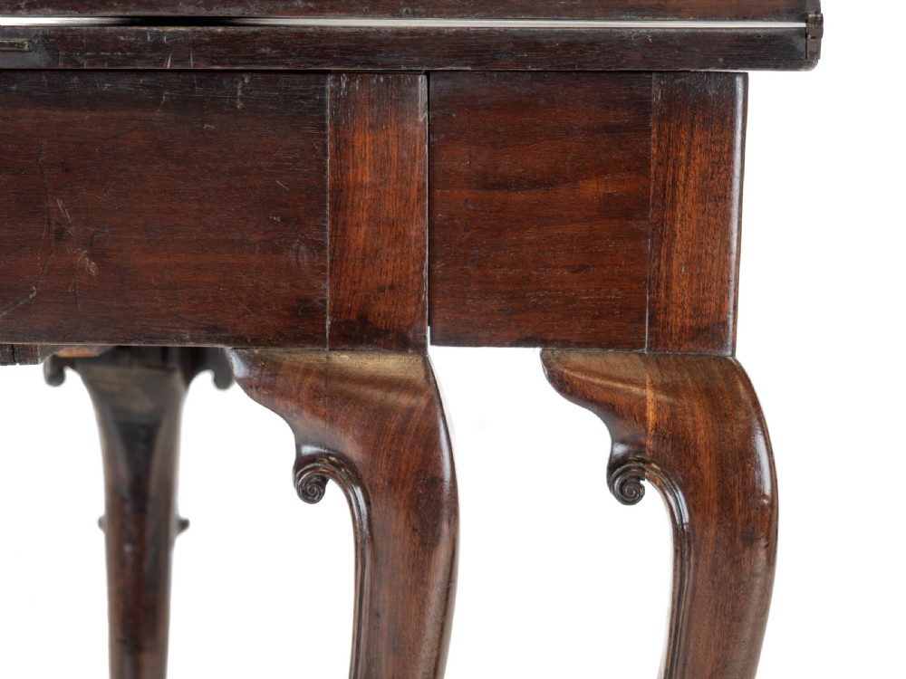 George II Cuban Mahogany Demi-Lune Fold-Over Tea Table with Twin Swing-Out Drawers, c.1750 View XXV