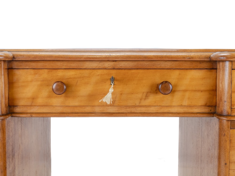 Heal & Son Satinwood Inverted Breakfront Pedestal Desk, Late 19th Century View IX