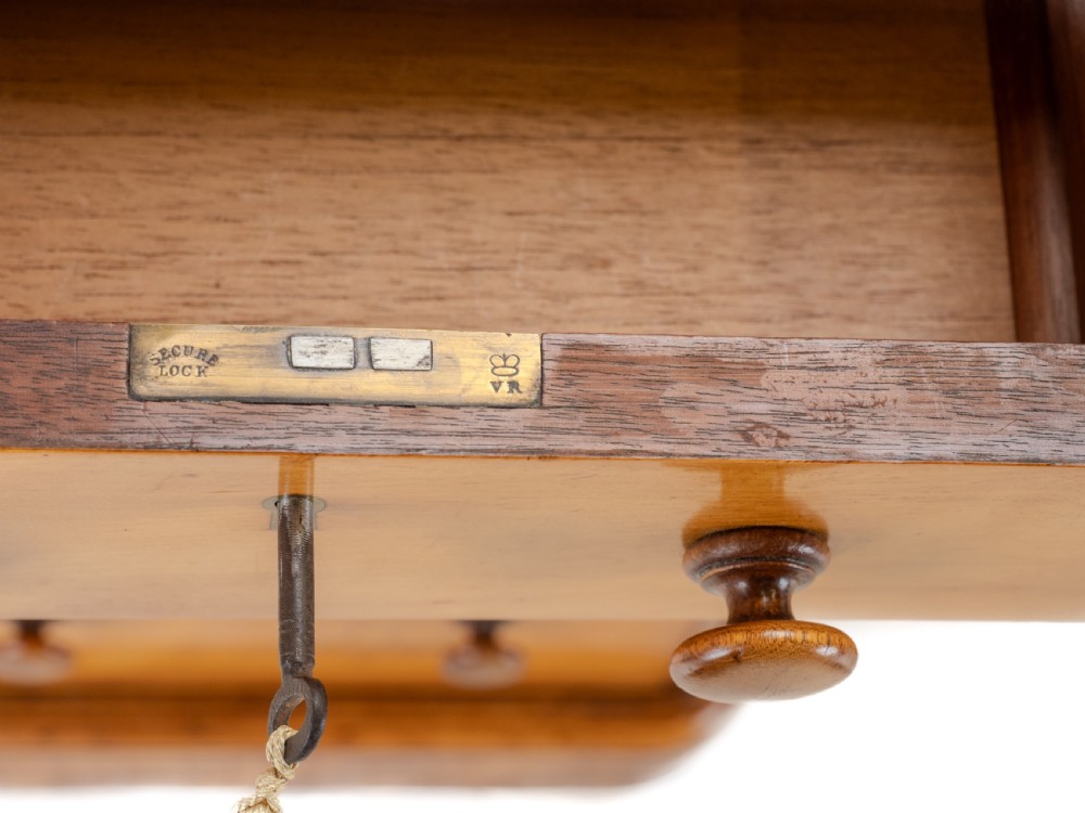 Heal & Son Satinwood Inverted Breakfront Pedestal Desk, Late 19th Century View XI