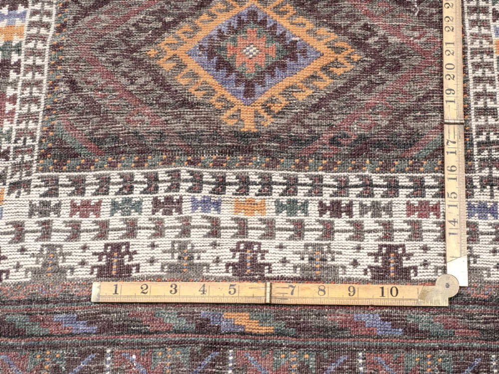 Antique Afghan Baluch Tribal Rug, Handwoven Wool, Early 20th Century – 7' x 3'8