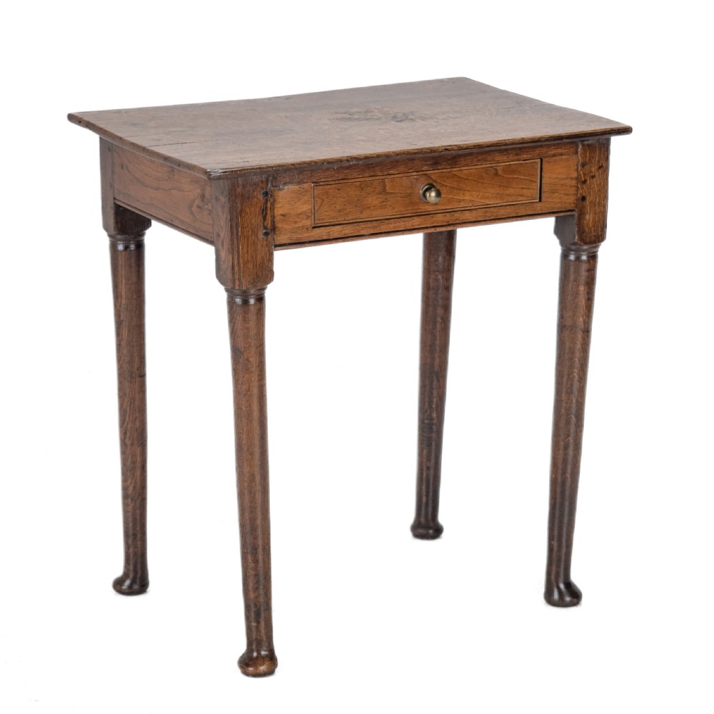 Late 17th to Early 18th Century Elm and Oak Pad-Foot Country Side Table with Drawer (Circa 1690–1720) View II