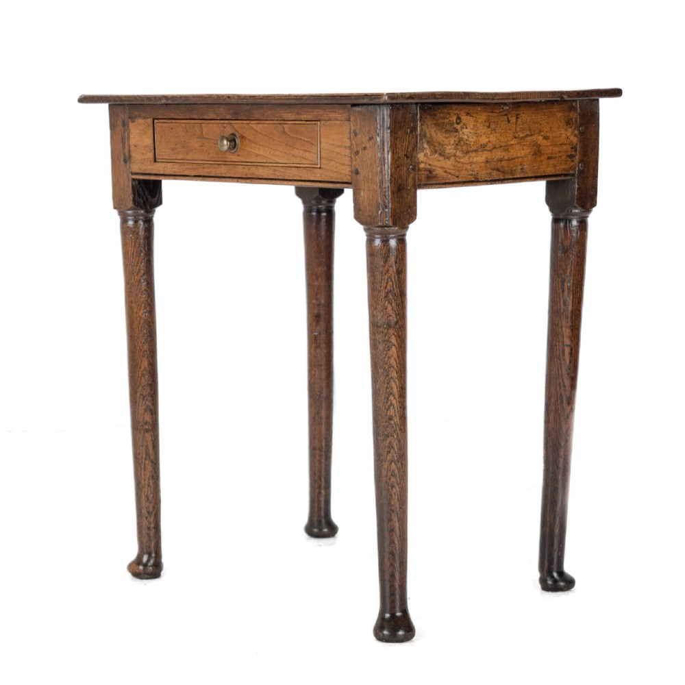 Late 17th to Early 18th Century Elm and Oak Pad-Foot Country Side Table with Drawer (Circa 1690–1720) View III
