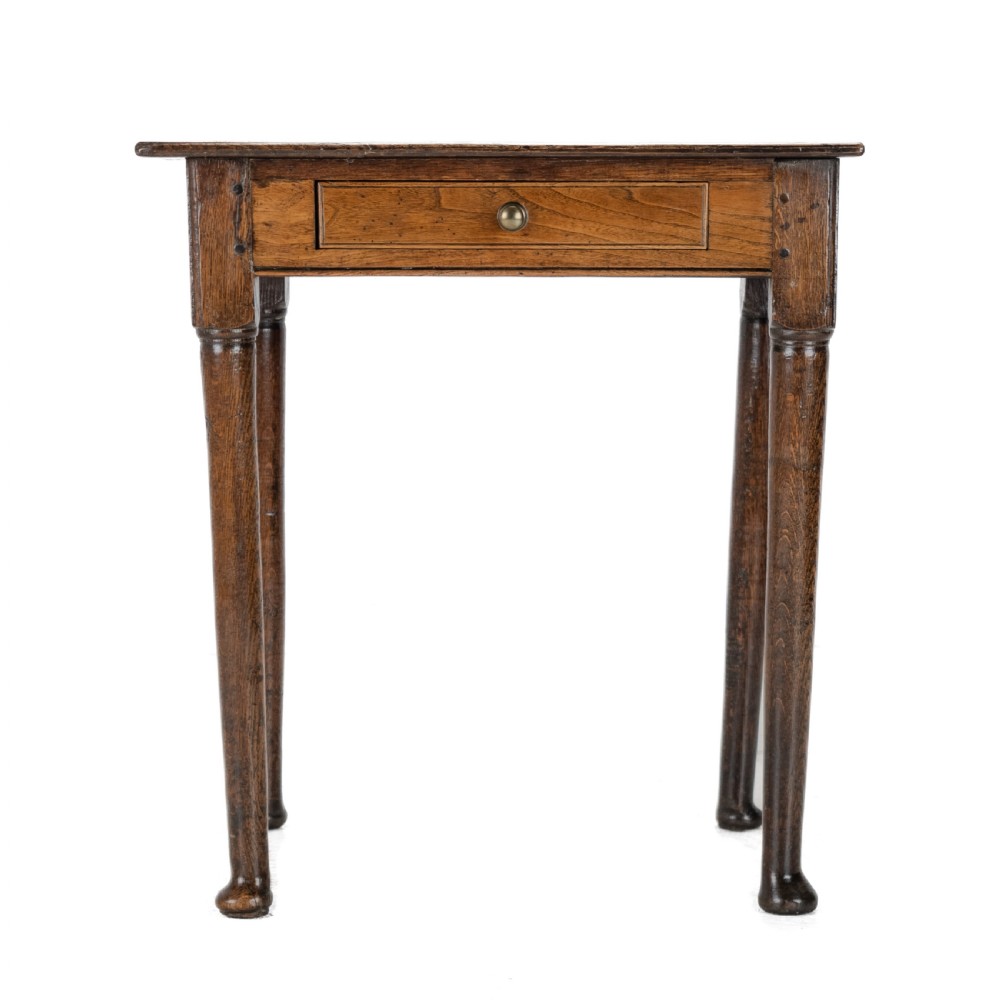 Late 17th to Early 18th Century Elm and Oak Pad-Foot Country Side Table with Drawer (Circa 1690–1720) View IV