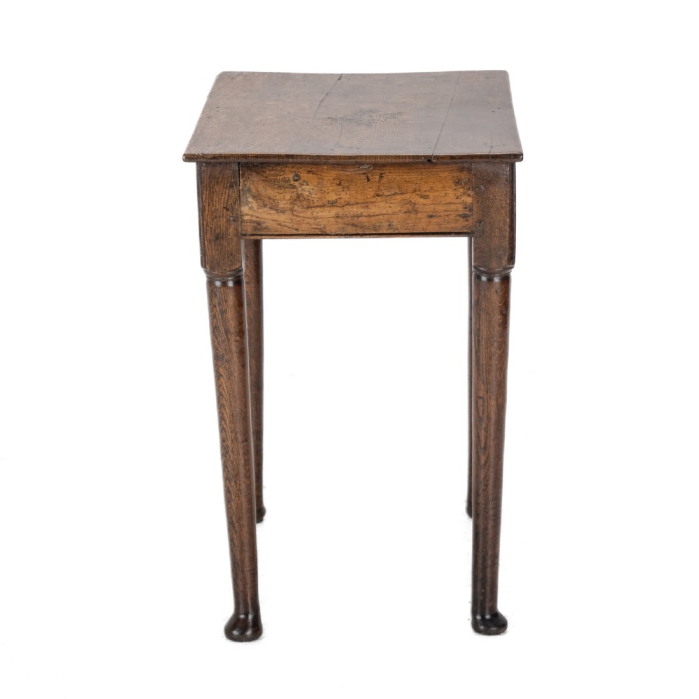 Late 17th to Early 18th Century Elm and Oak Pad-Foot Country Side Table with Drawer (Circa 1690–1720) View V