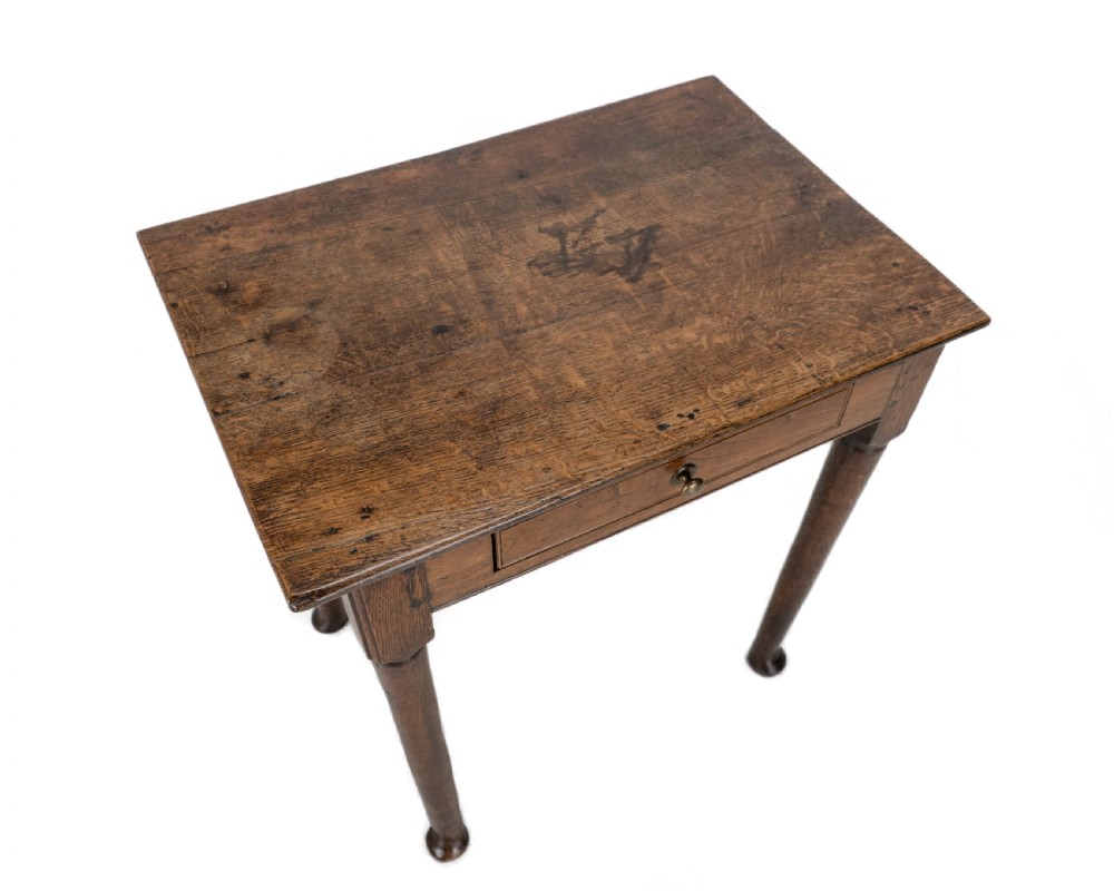 Late 17th to Early 18th Century Elm and Oak Pad-Foot Country Side Table with Drawer (Circa 1690–1720) View VII