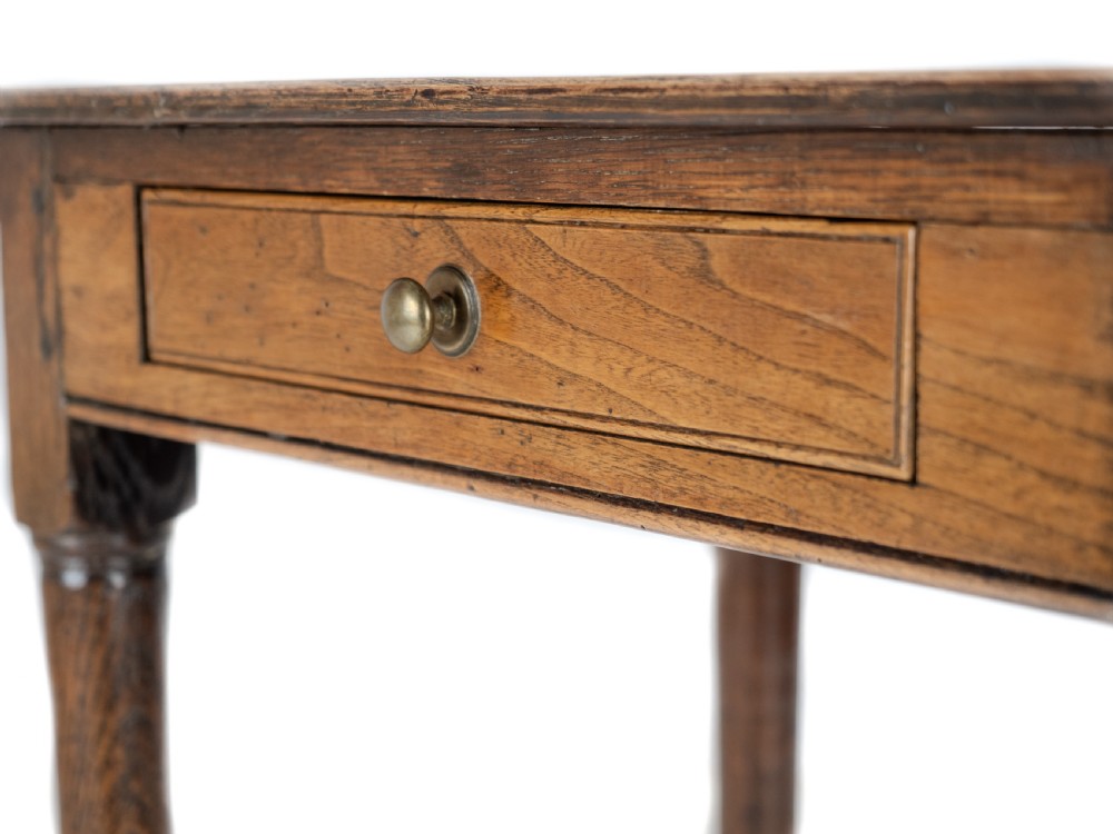 Late 17th to Early 18th Century Elm and Oak Pad-Foot Country Side Table with Drawer (Circa 1690–1720) View IX