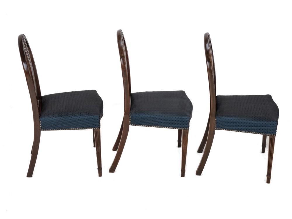 Set of 6 Mahogany Hepplewhite Dining Chairs c.1870 – Georgian / George III Style Side Chairs, Horsehair Fabric Upholstery View VI