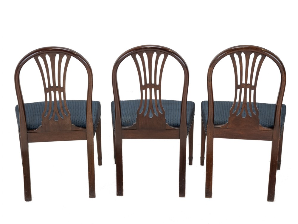 Set of 6 Mahogany Hepplewhite Dining Chairs c.1870 – Georgian / George III Style Side Chairs, Horsehair Fabric Upholstery View VII