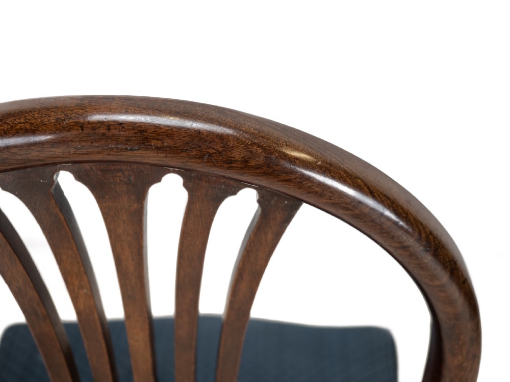 Set of 6 Mahogany Hepplewhite Dining Chairs c.1870 – Georgian / George III Style Side Chairs, Horsehair Fabric Upholstery View XIV