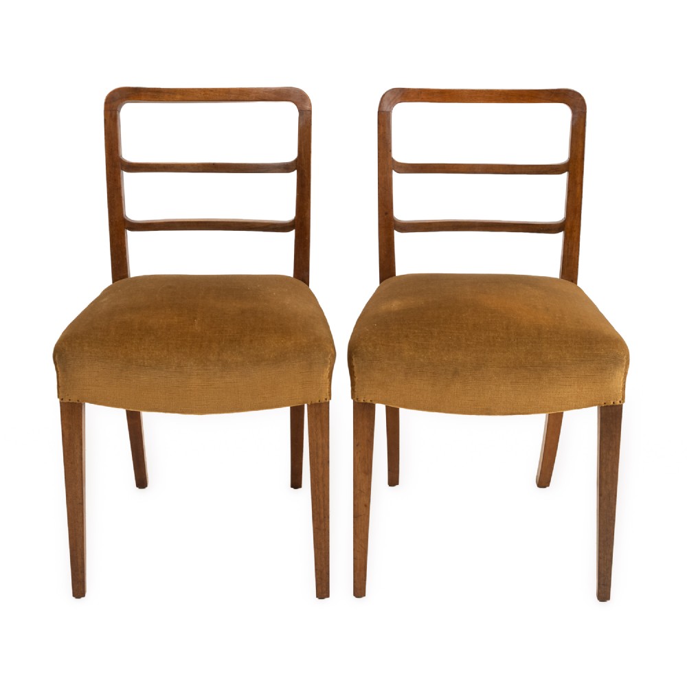 Pair of English Art Deco Solid Mahogany Dining Chairs, c.1935 View II