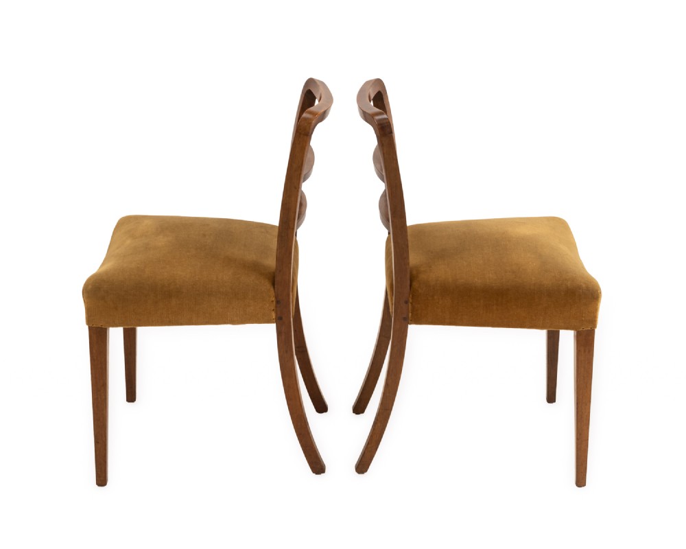 Pair of English Art Deco Solid Mahogany Dining Chairs, c.1935 View IX