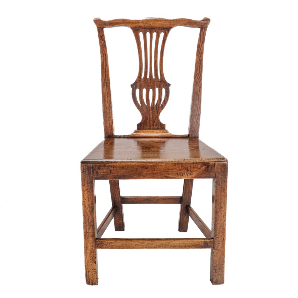 Set of Four Georgian Elm Chippendale Country Dining Chairs, George III, Late 18th Century View II