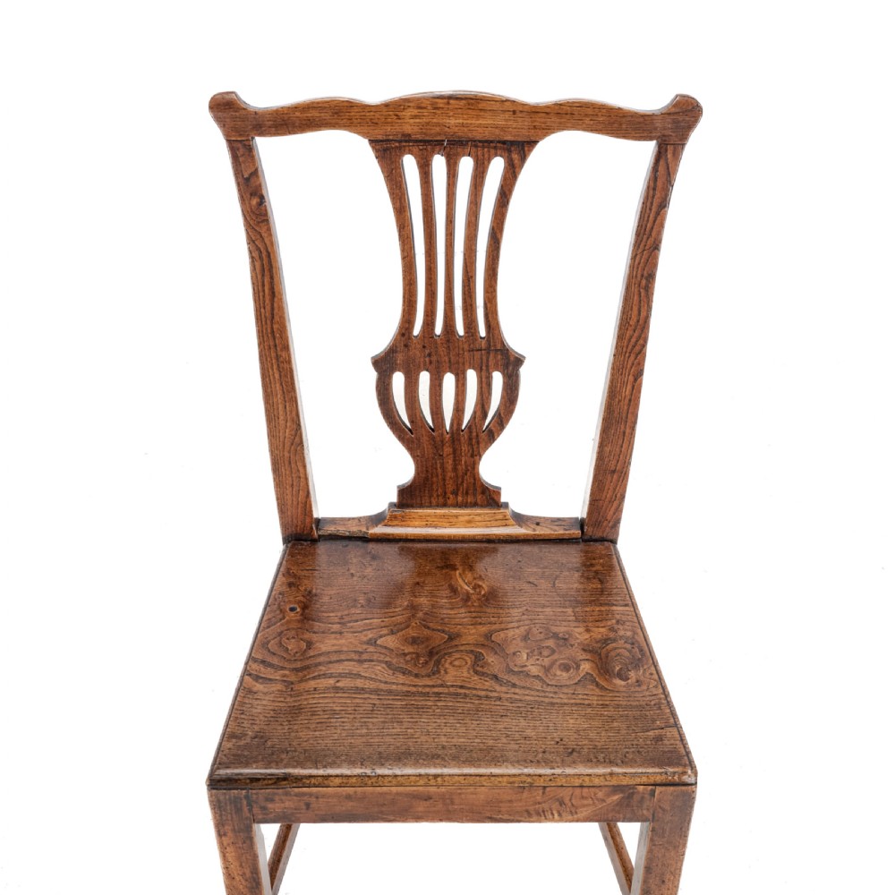 Set of Four Georgian Elm Chippendale Country Dining Chairs, George III, Late 18th Century View IV