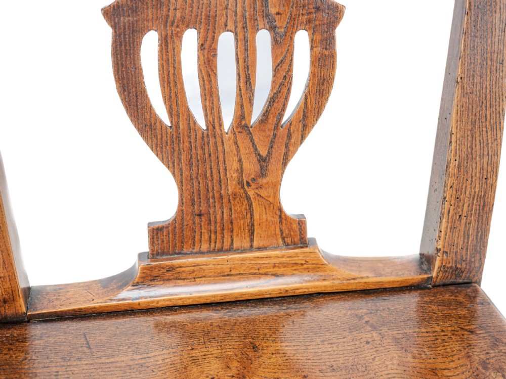 Set of Four Georgian Elm Chippendale Country Dining Chairs, George III, Late 18th Century View V
