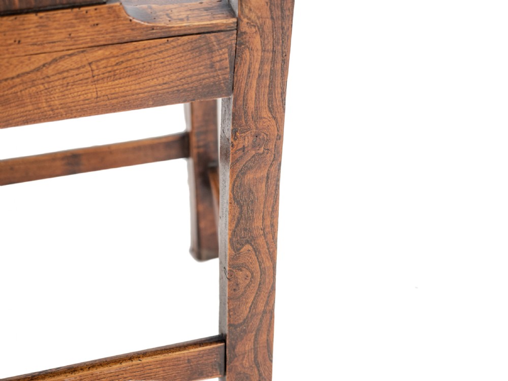 Set of Four Georgian Elm Chippendale Country Dining Chairs, George III, Late 18th Century View VI