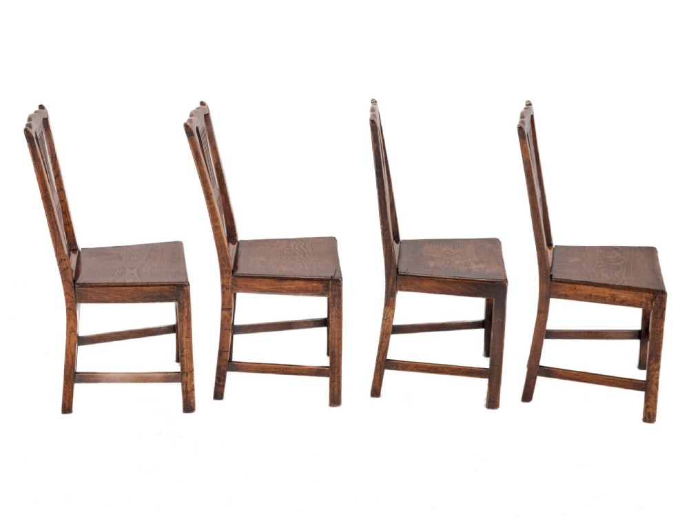 Set of Four Georgian Elm Chippendale Country Dining Chairs, George III, Late 18th Century View VIII