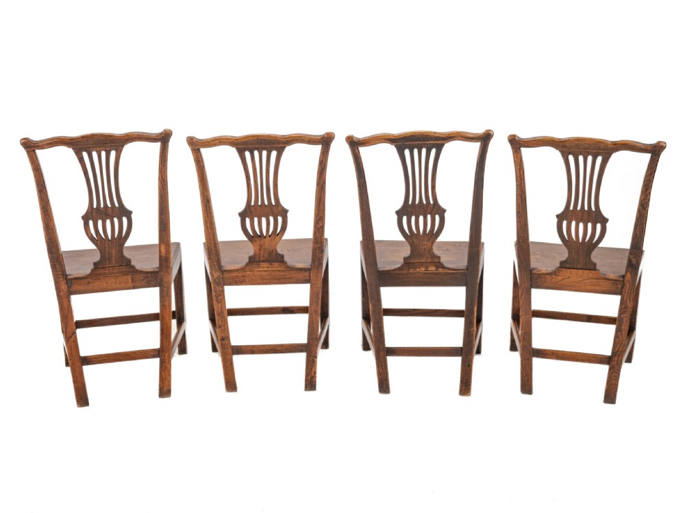 Set of Four Georgian Elm Chippendale Country Dining Chairs, George III, Late 18th Century View IX