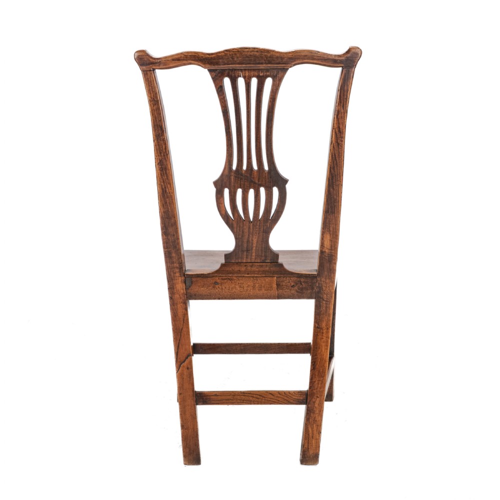 Set of Four Georgian Elm Chippendale Country Dining Chairs, George III, Late 18th Century View XI