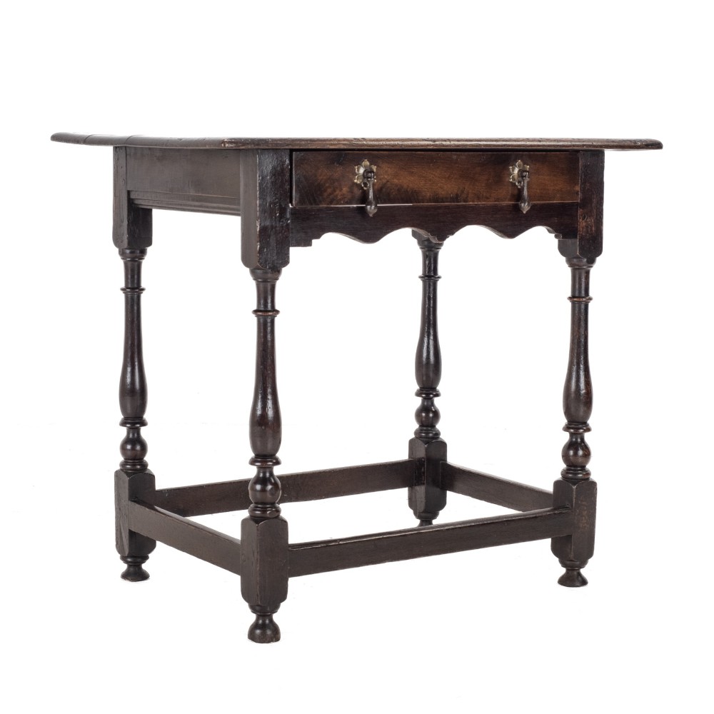 Early 18th Century English Oak Side Table with Drawer, Circa 1700–1720 (Georgian, George I) View IV