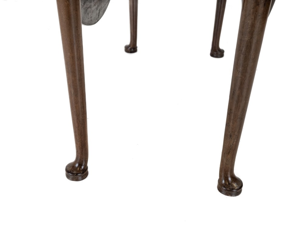 A George II mid-18th century dark mahogany oval drop-leaf table with slender legs ending in pad feet. View XIII