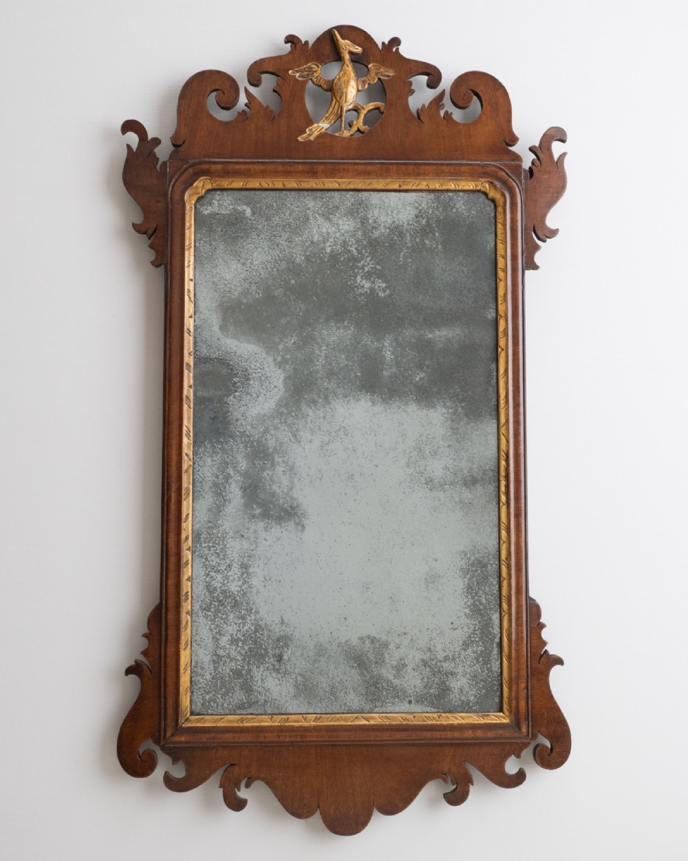 Georgian Chippendale Period Mahogany Fretwork Pier Mirror with Gilt Ho-Ho Bird, c.1760 (George III, Mid-18th Century) View II