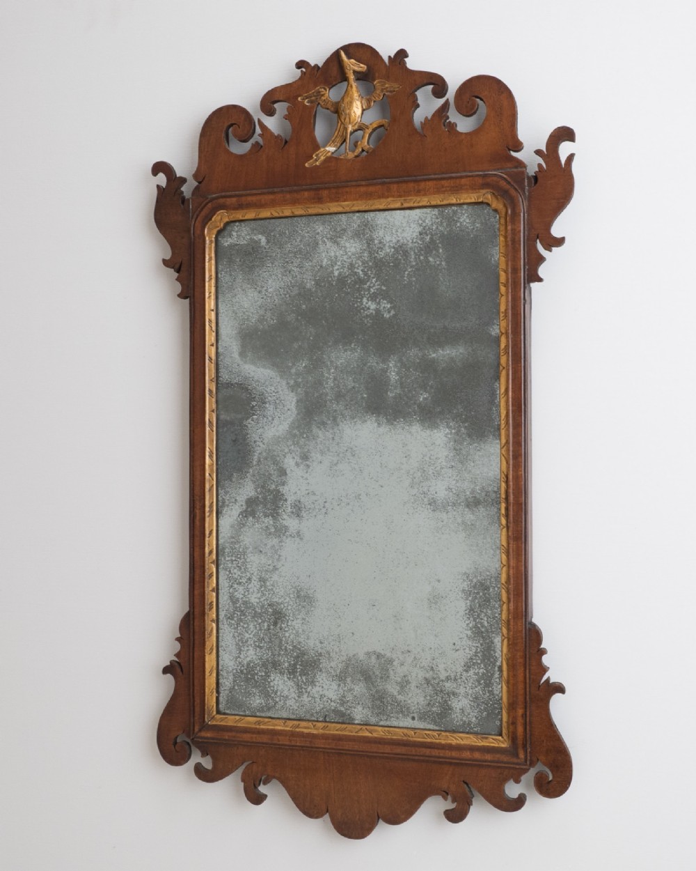 Georgian Chippendale Period Mahogany Fretwork Pier Mirror with Gilt Ho-Ho Bird, c.1760 (George III, Mid-18th Century) View V