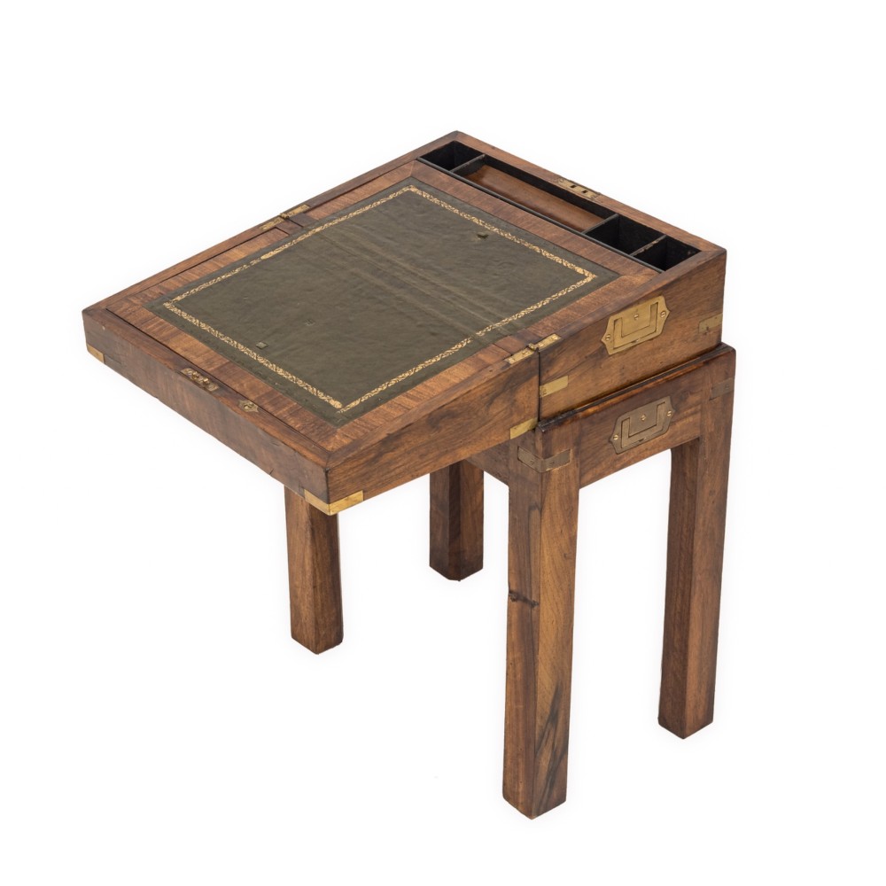 19th C. Rosewood Officer’s Campaign Writing Slope on Stand – Military Portable Desk View III