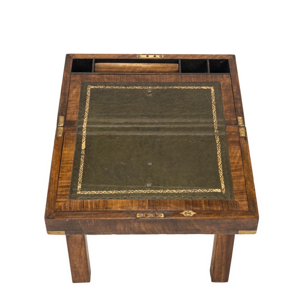 19th C. Rosewood Officer’s Campaign Writing Slope on Stand – Military Portable Desk View V