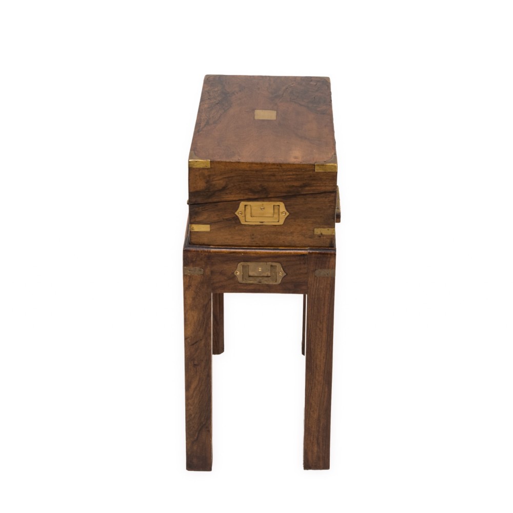 19th C. Rosewood Officer’s Campaign Writing Slope on Stand – Military Portable Desk View VI