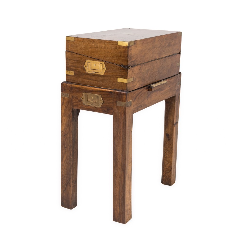 19th C. Rosewood Officer’s Campaign Writing Slope on Stand – Military Portable Desk View VIII