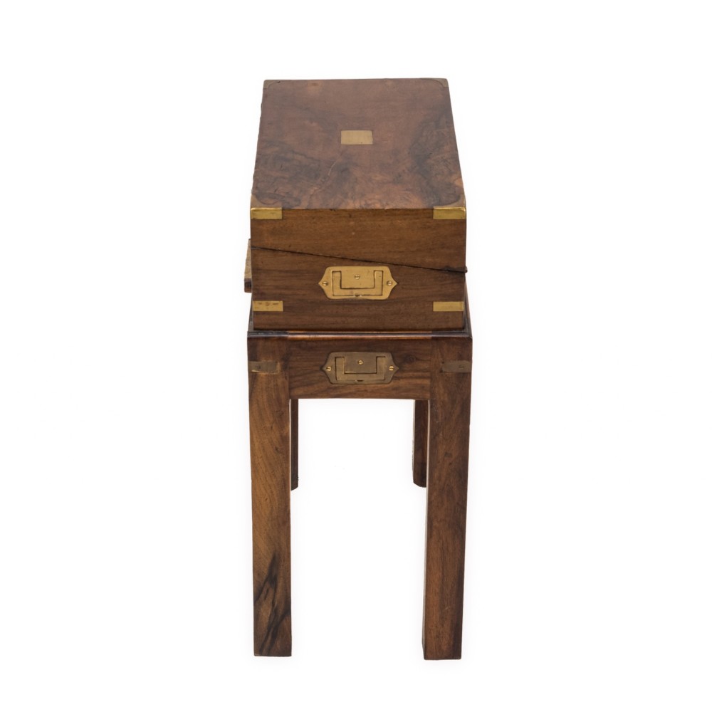 19th C. Rosewood Officer’s Campaign Writing Slope on Stand – Military Portable Desk View IX