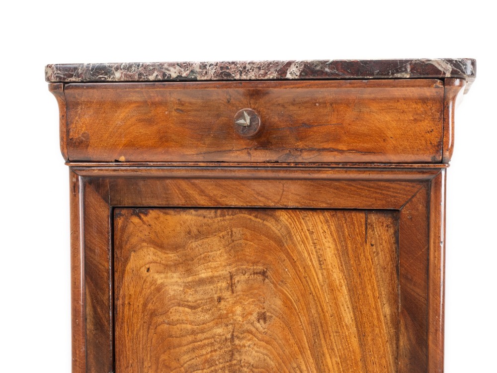 French Walnut Marble Top Bedside Cabinet (Chevet), Napoleon III Period, c.1860–1880 View VI