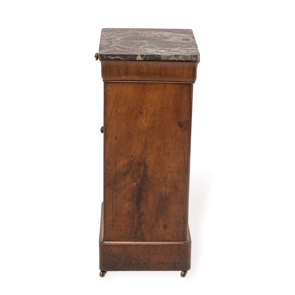 French Walnut Marble Top Bedside Cabinet (Chevet), Napoleon III Period, c.1860–1880 View IX