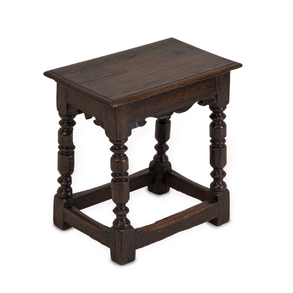 19th Century English Oak Joint Stool in the Late 17th Century Style