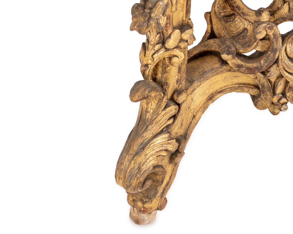 Fine English Mid 19th Century Rococo Revival Giltwood Console Table with Breccia Marble Top, c.1840–1860 View X