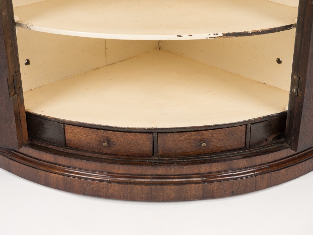 George III Mahogany Bow-Front Hanging Corner Cupboard with Spice Drawers, c.1760–1780 View V