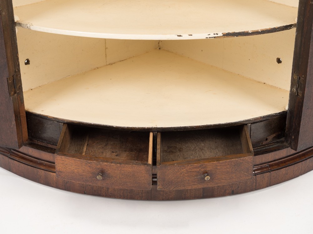 George III Mahogany Bow-Front Hanging Corner Cupboard with Spice Drawers, c.1760–1780 View VI