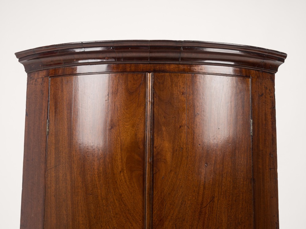 George III Mahogany Bow-Front Hanging Corner Cupboard with Spice Drawers, c.1760–1780 View VIII