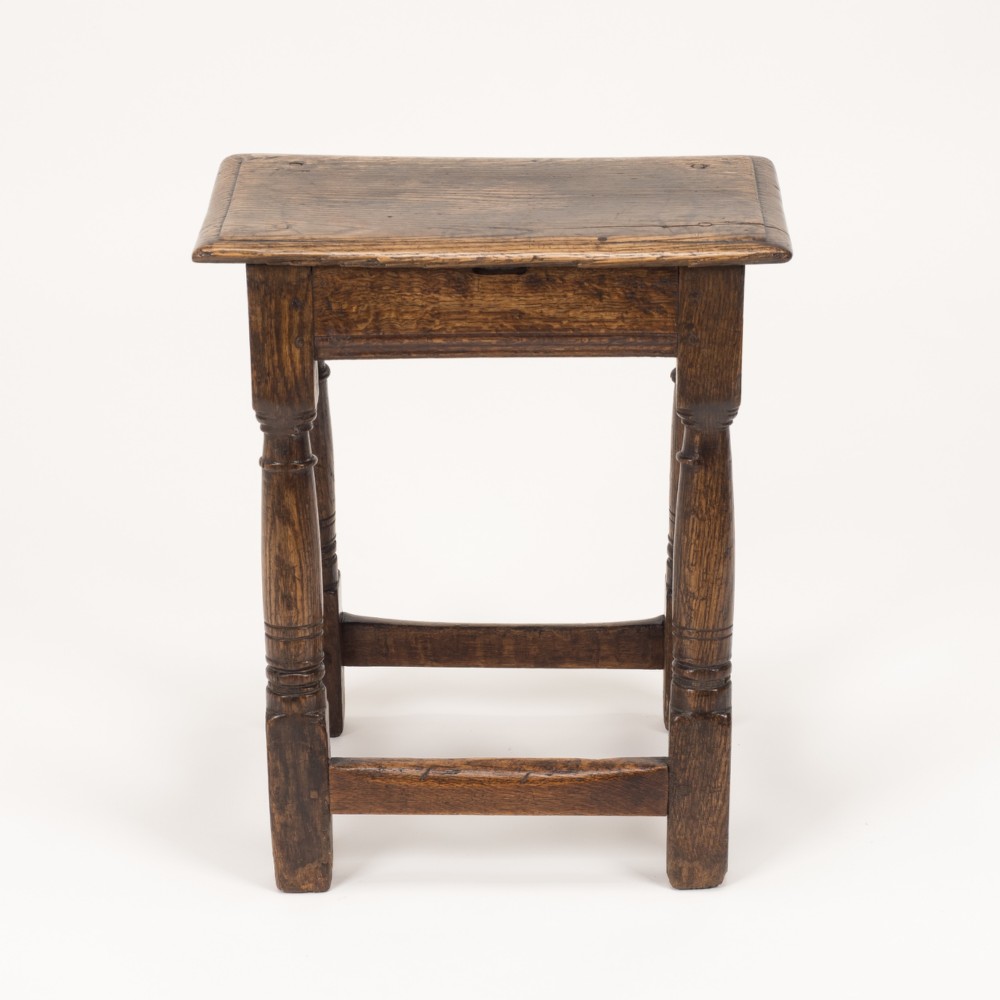 Original Late 17th / Early 18th Century English Oak Joint Stool, c.1680–1720 View III