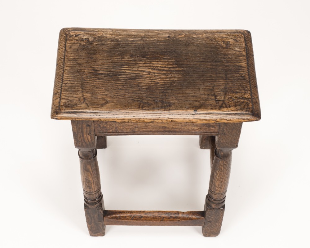 Original Late 17th / Early 18th Century English Oak Joint Stool, c.1680–1720 View VII