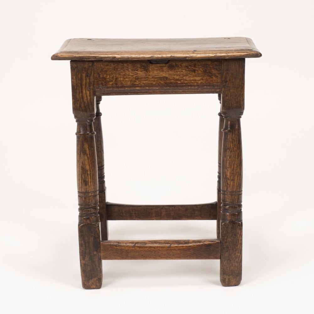 Original Late 17th / Early 18th Century English Oak Joint Stool, c.1680–1720 View X