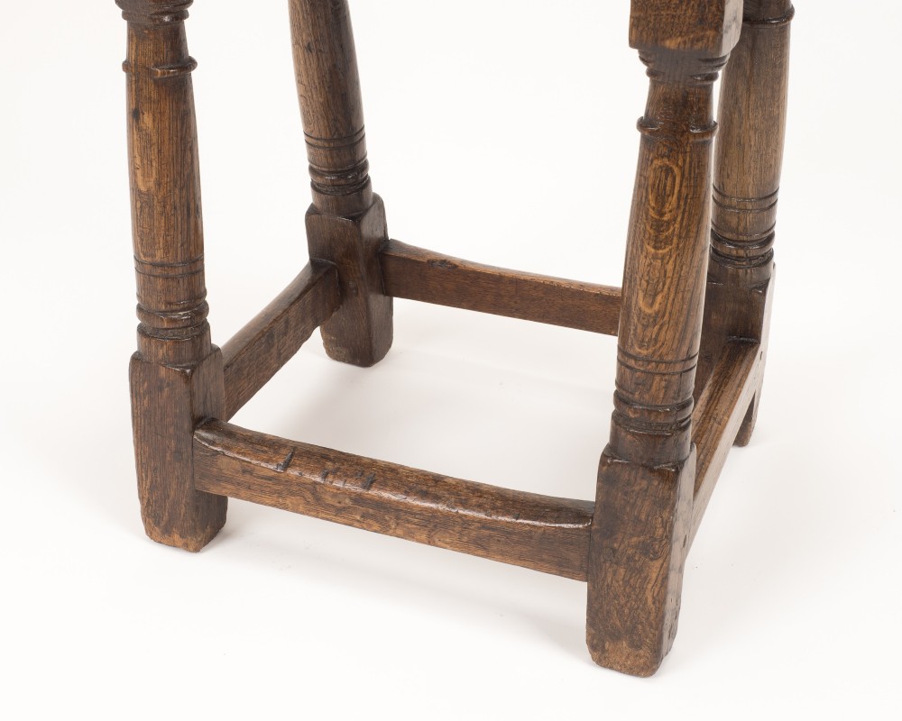Original Late 17th / Early 18th Century English Oak Joint Stool, c.1680–1720 View XII