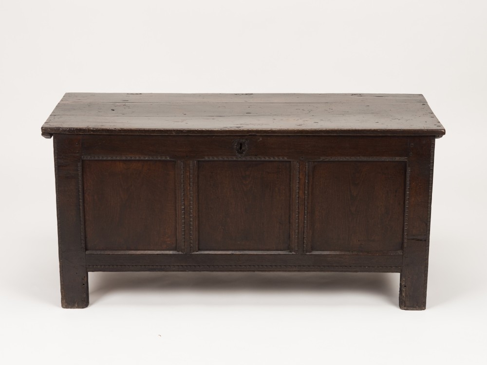 Early 18th Century English Oak Three-Panel Coffer, c.1720–1740 View II