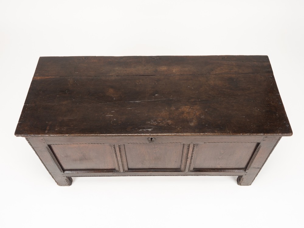 Early 18th Century English Oak Three-Panel Coffer, c.1720–1740 View IV