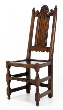 WILLIAM MARY OAK HIGH BACK SIDE CHAIR LATE C17TH CAROLEAN JACOBEAN